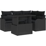 vidaXL set vrtne sofa od 5 dijelova s jastučićima crni poli ratan, dvosedna vrtna sofa s jastučićima crni poli ratan Cijene
