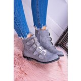 Boto Lu Boo Dark Grey Virginia Rock Star Boots Rivet Buckles Suede | ePonuda.com