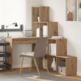 vidaXL Kotniška miza s polico artisan hrast 101,5 x 149,5 x 149,5 cm | Shoptok.si