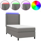  Box spring postelja z vzmetnico LED temno siva 90x200 cm blago, (20789628) | Shoptok.si