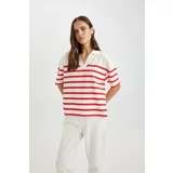 Defacto Relax Fit Polo Collar Striped Short Sleeve Polo T-Shirt