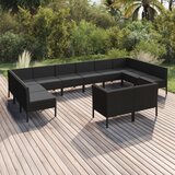 The Living Store Vrtna sedežna garnitura 12-delna z blazinami poli ratan črna - Vrtna Sedežna Garnitura, (21425956) | Shoptok.si