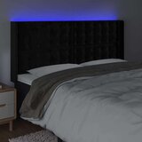 vidaXL LED posteljno vzglavje črno 183x16x118/128 cm žamet | Shoptok.si