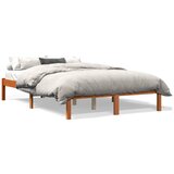 vidaXL Posteljni okvir voščeno rjav 140x200 cm trdna borovina Cene