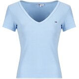 Tommy Jeans Majice s kratkimi rokavi TJW SLIM ESSENTIAL RIB V SS Modra Cene