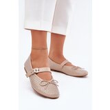 Boto Embellished ballerinas with bow and strap beige Zdivisa | Shoptok.si