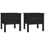 Furnova Stranske mizice 2 kosa črne 50x50x49 cm trdna borovina, (21914798) | Shoptok.si