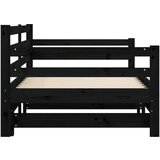vidaXL Izvlečna dnevna postelja črna 90x200 cm trdna borovina | Shoptok.si