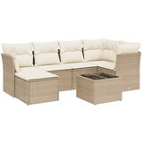 Maison Chic Seti vrtnega pohištva - Vrtna garnitura - Vrtni pohištvo set 7-delna z blazinami bež poli ratan, (21807748) | Shoptok.si