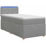 Krevet s box springom madracem i LED-om Svjetlosiva Tkanina - Svjetlosiva jedna veličina Dizajn s rombovima | shoptok.hr