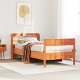 vidaXL Posteljni okvir brez vzmetnice voščeno rjav 90x200 cm borovina Cene