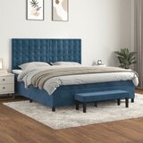 The Living Store Box spring postelja z vzmetnico temno modra 180x200 cm žamet - Box Spring Postelja, (21491223) Cene