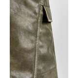 Reserved cargo hlače iz umetnega usnja - zelena | Shoptok.si