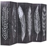 Furnova Zložljiv paravan 228x170 cm perje črn in bel, (21929769) | Shoptok.si