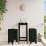 vidaXL Vrtni stolček 2 kosa črn 40x36x75 cm trdna borovina | Shoptok.si