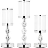 springos set svijećnjaka sa staklenim sjenilom 3 kom, 28/35,5/41 cm, srebrni | shoptok.hr