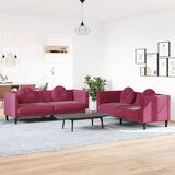 vidaXL 2-dijelni set sofa s jastucima crvena boja vina baršunasti | shoptok.hr
