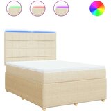  Krevet s oprugama i madracem krem 140 x 190 cm od tkanine | shoptok.hr