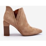 Boto Ankle Boots with Lace Pattern Beige Vailen | Shoptok.si