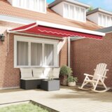 vidaXL Avtomatska retraktibilna tenda rdeča 300x250 cm, Tenda za zamenjavo tkanine za okvir 3x2,5 m rdeča | Shoptok.si
