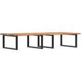 Zidna polica za umivaonik od čelika i masivnog bagremovog drva Smeđa 140 x 60 x 2 cm | Shoptok.si