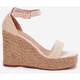 Boto Wedge Sandals For Women With Braiding Beige Adelio | Shoptok.si