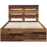  Krevetna konstrukcija s uzglavljem Staro drvo 135 x 190 cm | shoptok.hr