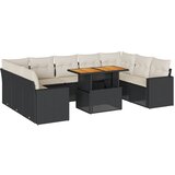  10-dijelni set vrtnih sofa s jastucima crni od poliratana Slike