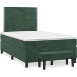 vidaXL Box spring postelja z vzmetnico temno zelena 120x200 cm žamet | Shoptok.si