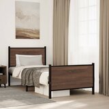  Metalni okvir kreveta bez madraca smeđi hrast 75x190 cm | shoptok.hr