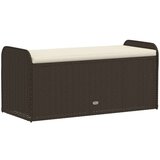vidaXL Klupa za pohranu s jastukom smeđa 115x51x52 cm od poliratana | shoptok.hr