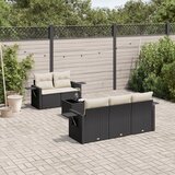  6-dijelni set vrtnih sofa s jastucima crni od poliratana | shoptok.hr