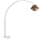 QAZQA Booglamp messing met wit met dubbele velours kap blad dessin en beige - XXL u