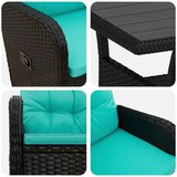 Vanjski set za objedovanje 3 pcs Crna i Tirkizna poliratan | shoptok.hr