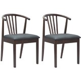  Stolac za blagovanje 2 pcs Svijetlosmeđa i crna Čvrsto drvo | shoptok.hr
