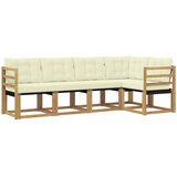 vidaXL Zunanja garnitura za sedenje z blazino 5 pcs Bela in krem, (5000281633) | Shoptok.si