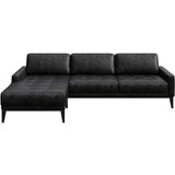 MESONICA črna usnjena kotna sedežna garnitura Musso Tufted, levi kot Cene