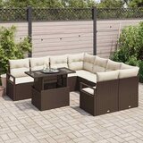  Sjedeća garnitura za vrt 9 kom. 8-Broj sjedala Smeđa i krem 100 x 55 x 73 cm | shoptok.hr