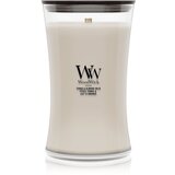 WoodWick Tonka & Almond Milk dišeča sveča z lesenim stenjem 610 g | Shoptok.si