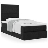  Otomanski okvir kreveta s madraca crni 90x190cm od tkanine | shoptok.hr