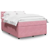  Krevet s oprugama i madracem ružičasti 140x190 cm baršunasti | shoptok.hr