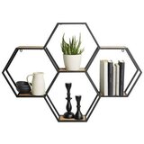 Premium Living stenski regal olana -trend-, črna, naravne barve | Shoptok.si