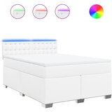 vidaXL Box spring postelja z vzmetnico bel 160x200 cm umetno usnje, (21304714) Cene