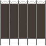 Sobna pregrada s 5 panela smeđa 200 x 200 cm od tkanine | shoptok.hr