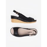 GOODIN Black openwork wedge sandals | Shoptok.si