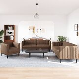  3-dijelni set sofa smeđi od tkanine | shoptok.hr