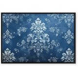 Slika - Retro Ornament Decorative Motif in Worn Blues 60x40 U crnom drvenom okviru | shoptok.hr