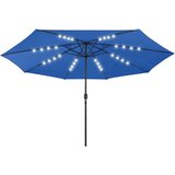  Vrtni suncobran s LED svjetlima i metalnom šipkom 400 cm azurni | shoptok.hr