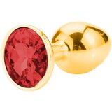 Sunfo - kovinski analni dildo s kamnom (zlato rdeč) | Shoptok.si