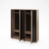 Marckeric Črna/naravna garderobna omara v hrastovem dekorju 180x197,5x53 cm Dennis – | Shoptok.si